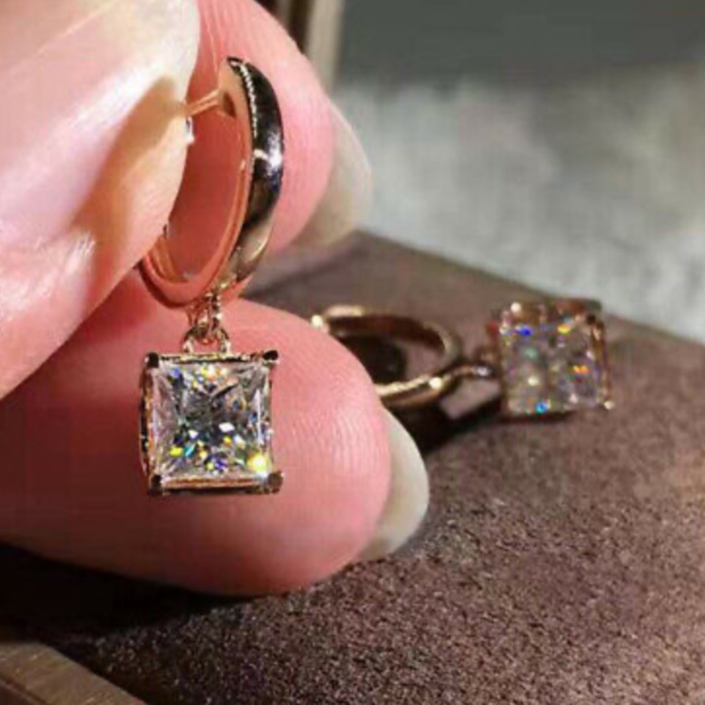 New 18k Rose Gold plated Drop Earrings Women Jewelry A Pair
